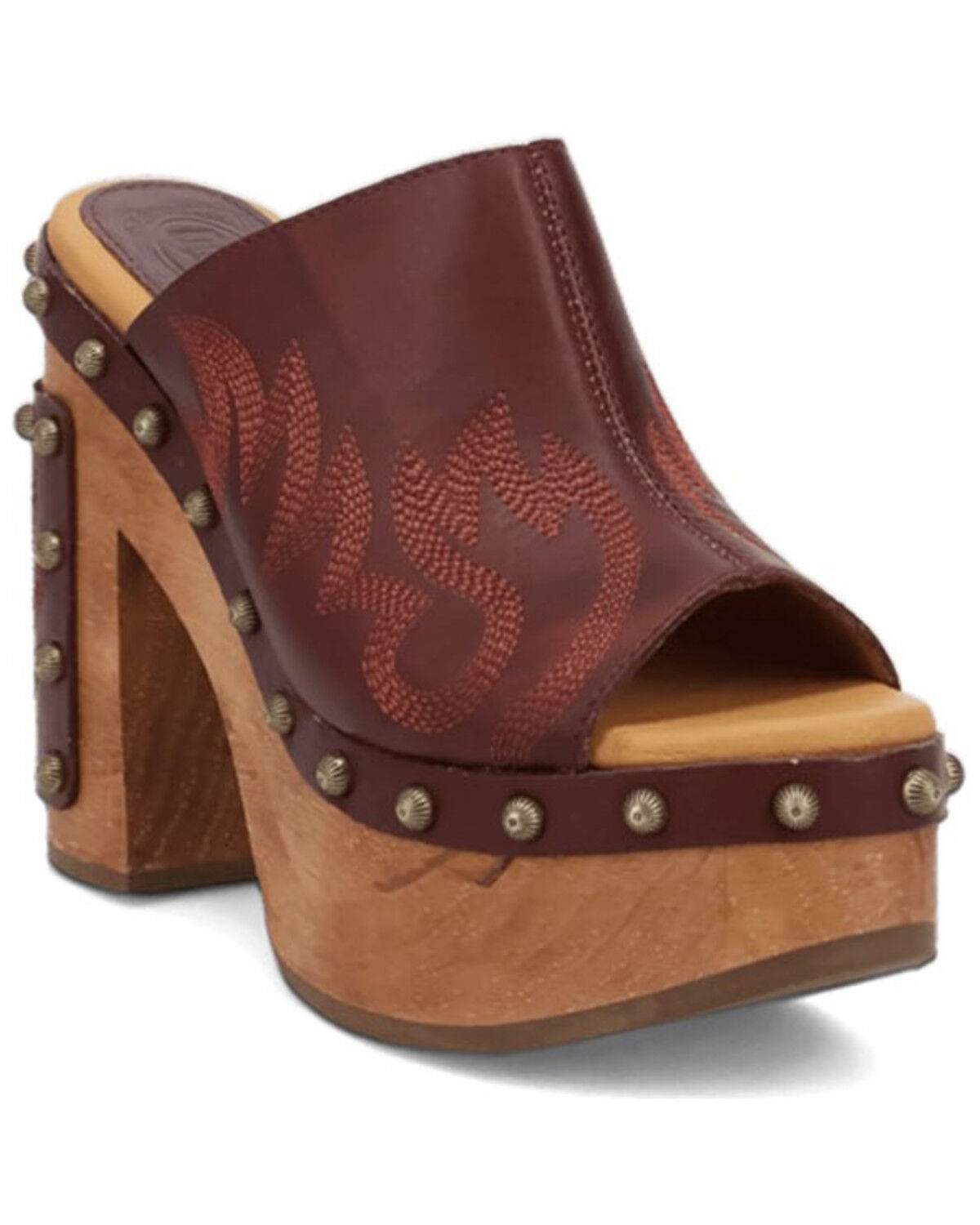 Image #1 - Dingo Women's Free Spirit Wooden Sandals, Wine, hi-res