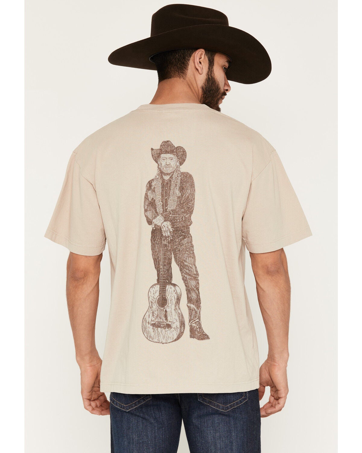 Image #4 - Willie Nelson Men's Silhouette Short Sleeve Graphic T-Shirt, Natural, hi-res