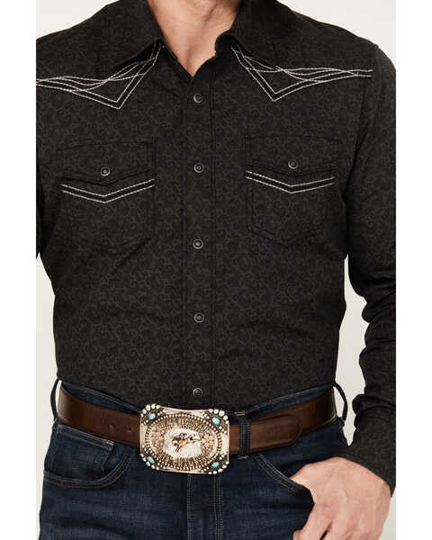 Image #3 - Wrangler Men's Rock 47 Paisley Print Long Sleeve Snap Western Shirt, Black, hi-res