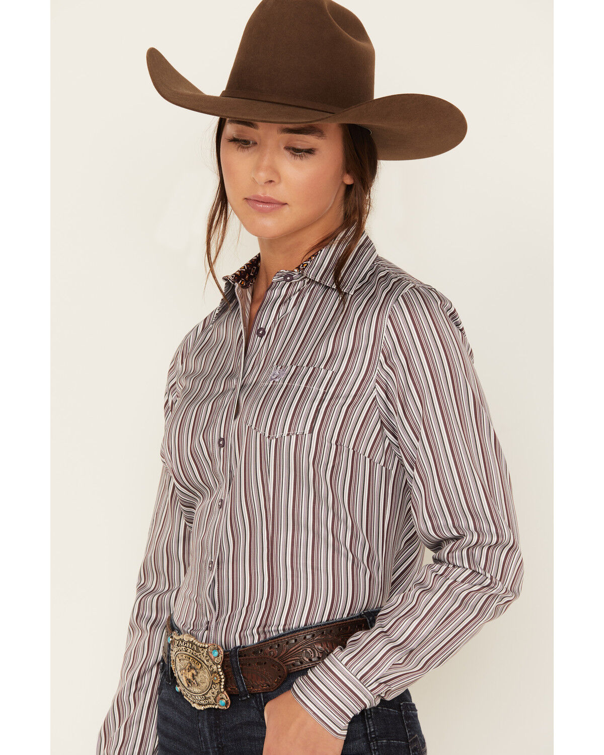 Image #2 - Cinch Women's Striped Long Sleeve Button Down Western Core Shirt, , hi-res