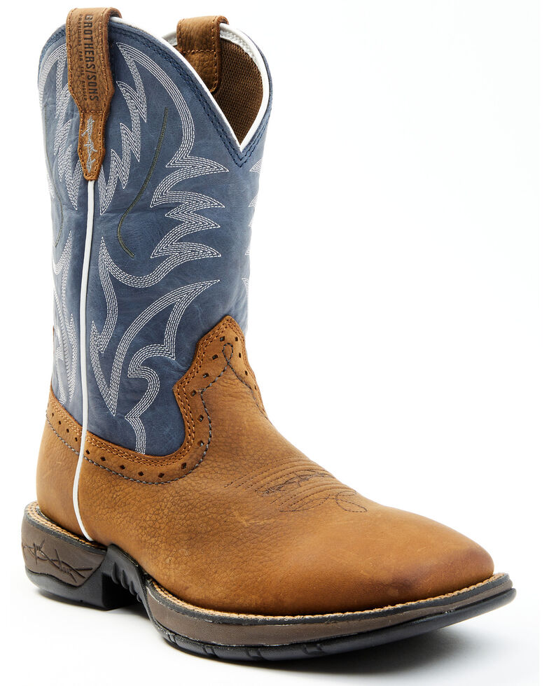 Brothers & Sons Men's LITE Peacock Blue Performance Leather Western Boots - Broad Square Toe , Blue, hi-res
