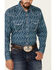 Wrangler 20X Men's Stippled Geo Print Long Sleeve Snap Western Shirt , Blue, hi-res