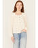 Image #1 - Jolt Women's Swiss Dot Peasant Top, Natural, hi-res