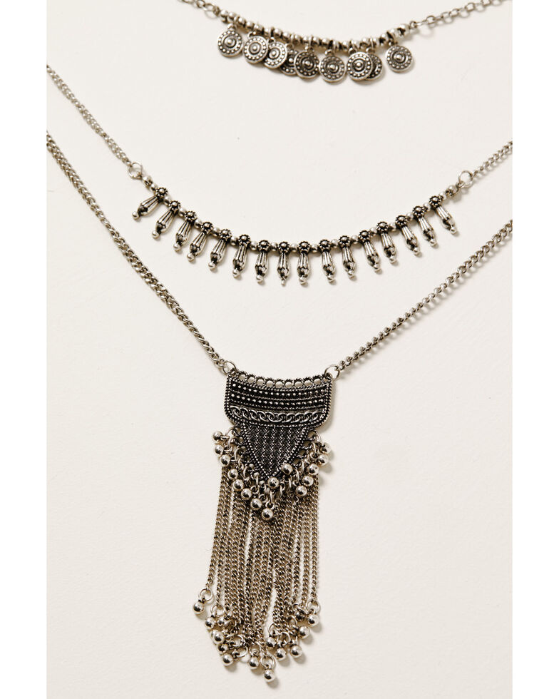 Howard's Women's Tassel Chain Bib Necklace, Silver, hi-res