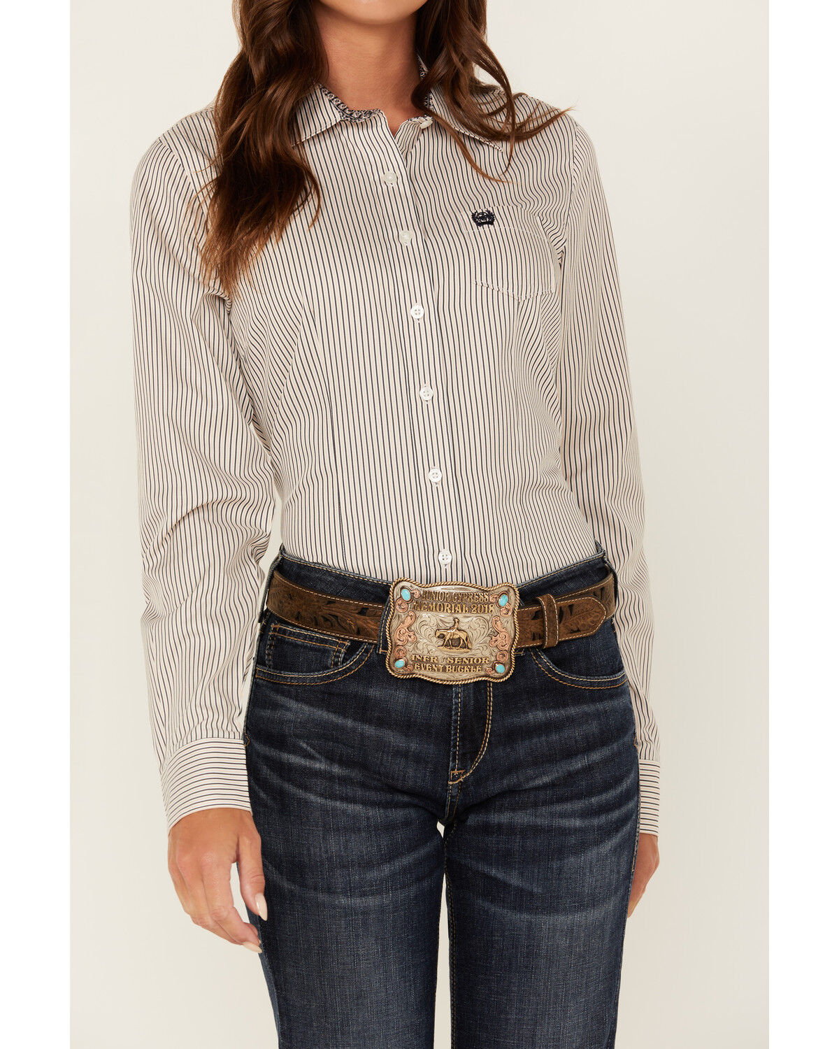 Image #3 - Cinch Women's Striped Long Sleeve Button Down Western Shirt, Purple, hi-res