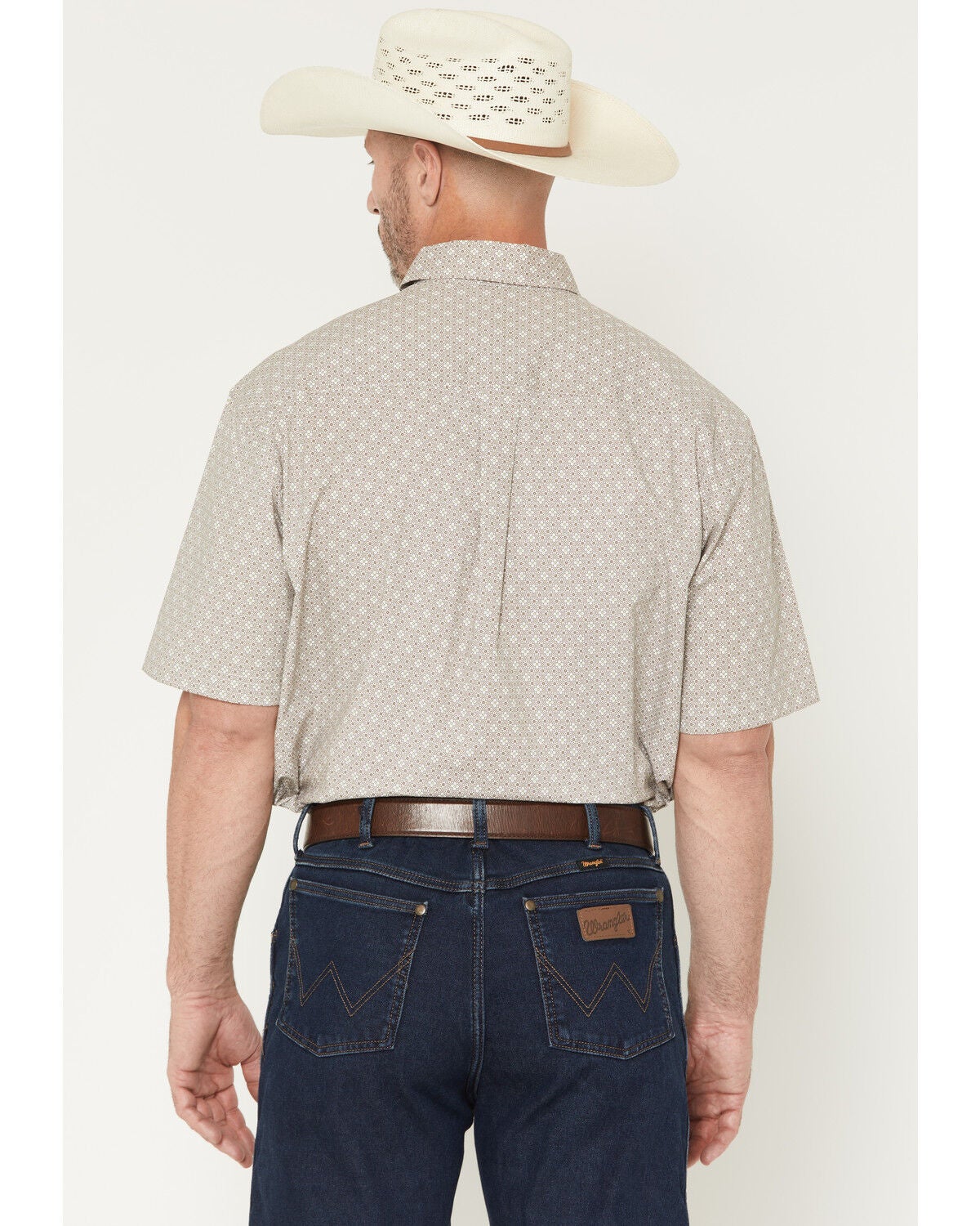 Image #4 - George Strait by Wrangler Men's Floral Geo Print Short Sleeve Button-Down Stretch Western Shirt, Brown, hi-res