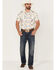 Image #2 - Dale Brisby Men's Cactus Conversational Print Short Sleeve Snap Western Shirt, Teal, hi-res