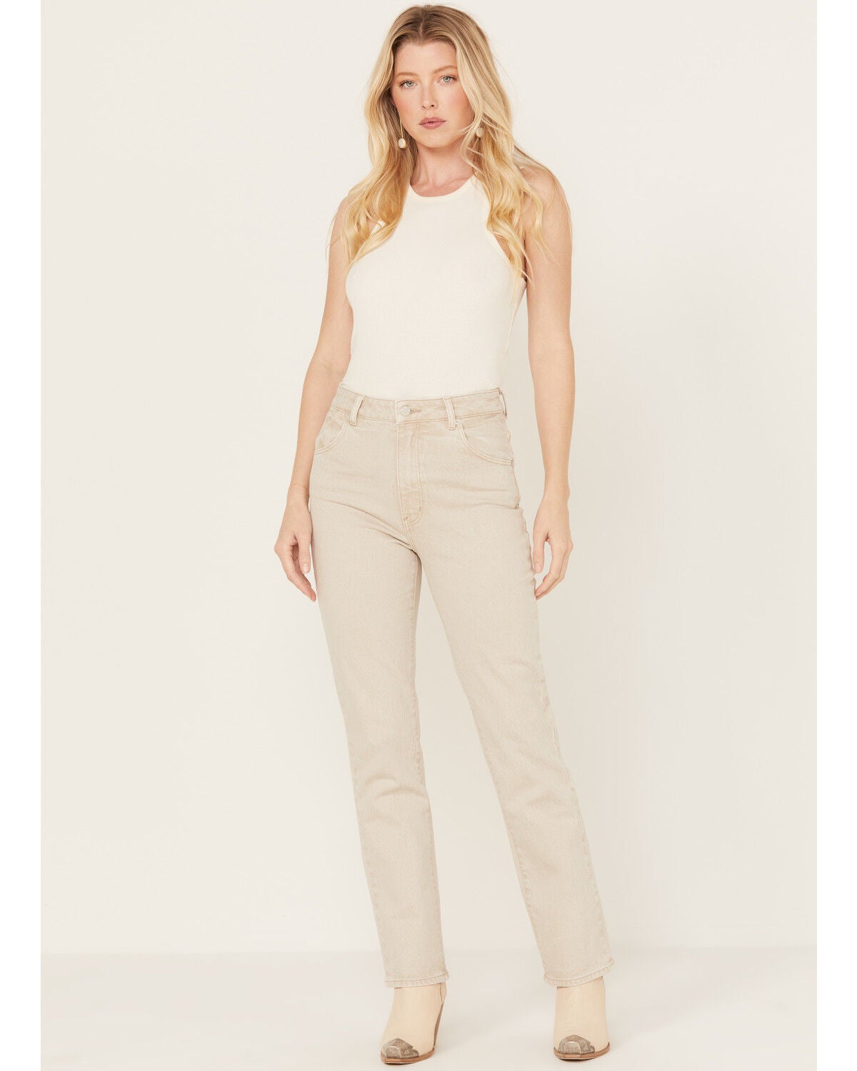 Rolla's Women's High Rise Ankle Straight Jeans, Off White, hi-res