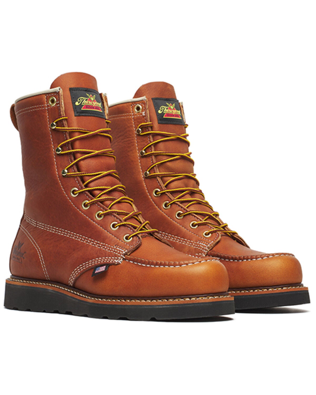 Thorogood Men's 8" American Heritage MAXWear Moc Wedge Work Boots - Soft Toe, Brown, hi-res