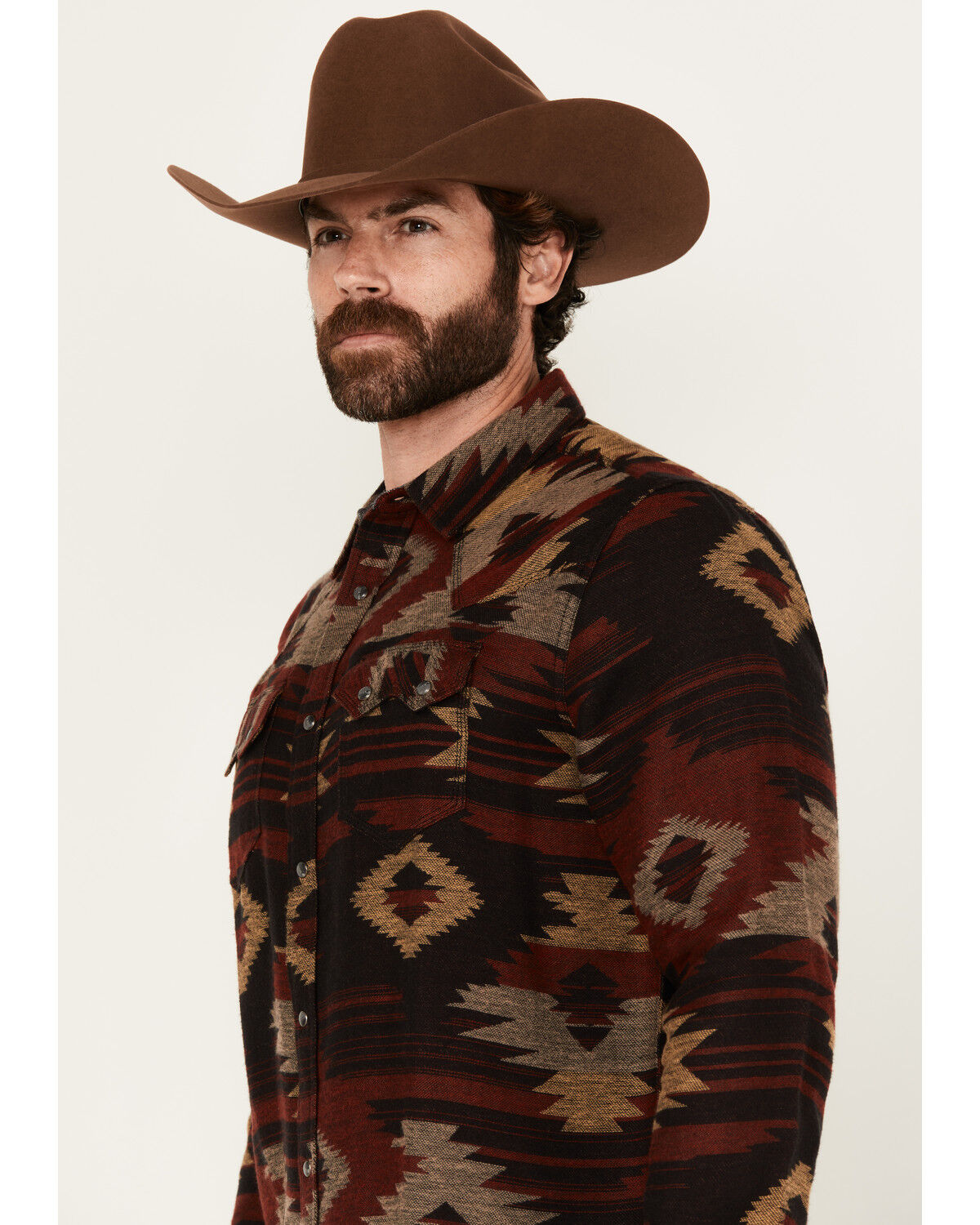 Image #2 - Moonshine Spirit Men's Spot Light Southwestern Print Long Sleeve Snap Western Shirt, Black, hi-res