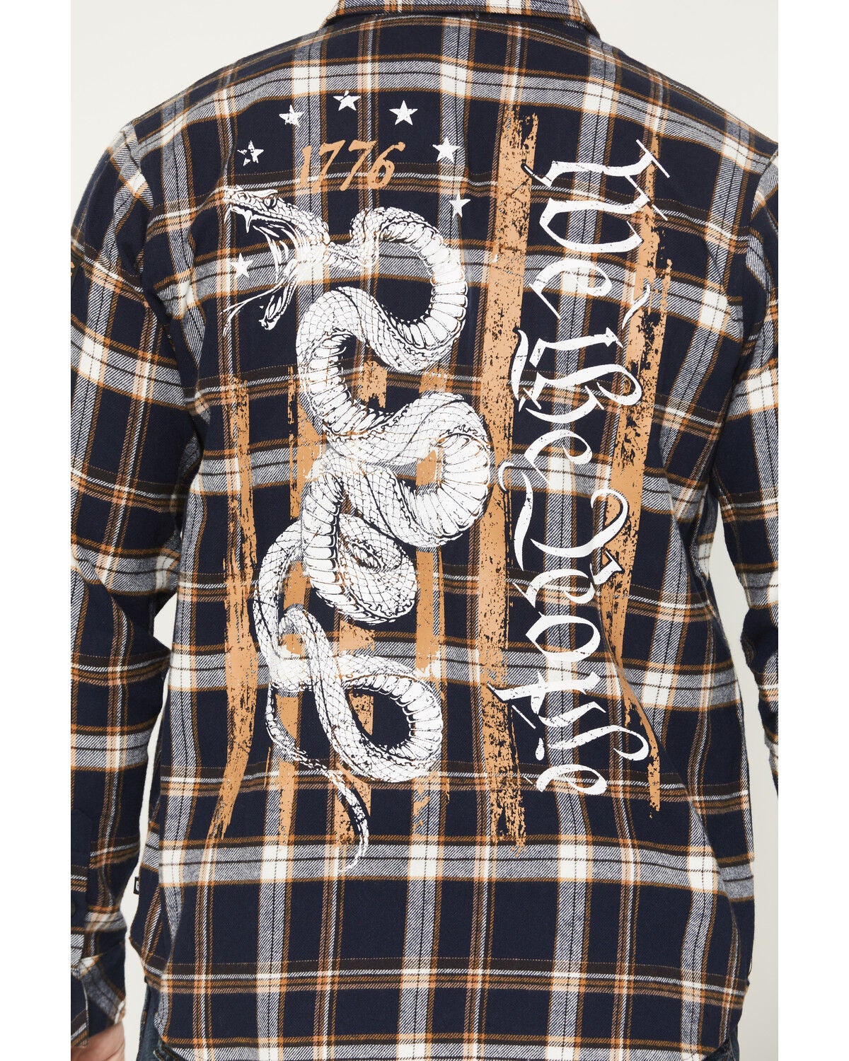 Image #4 - Howitzer Men's We The People Plaid Print Long Sleeve Button-Down Flannel Shirt, Navy, hi-res
