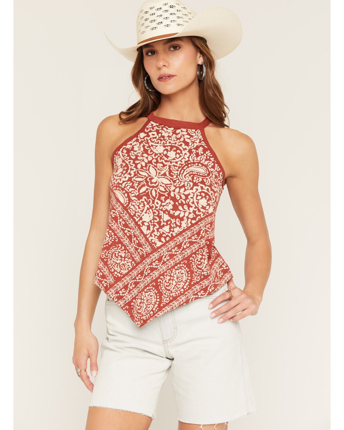 Shyanne Women's Ravello Bandana Print Tank, Chilli, hi-res