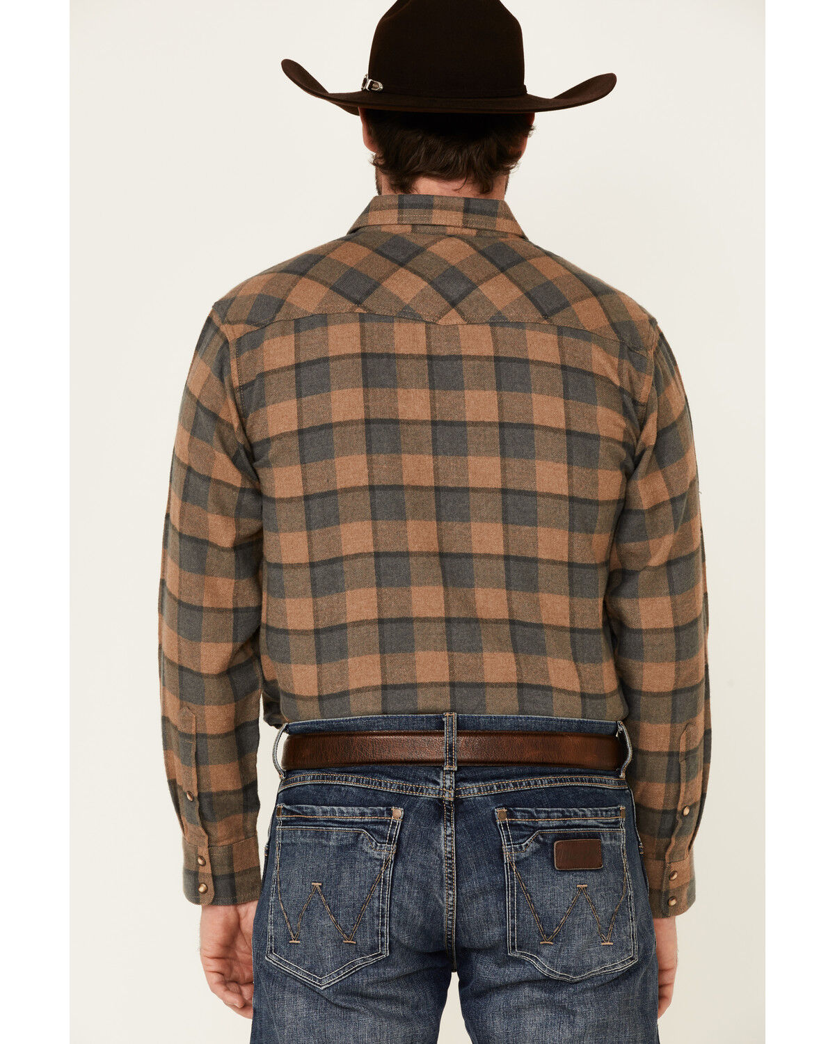 Image #4 - Ariat Men's Hartford Retro Plaid Long Sleeve Snap Western Flannel Shirt, Grey, hi-res