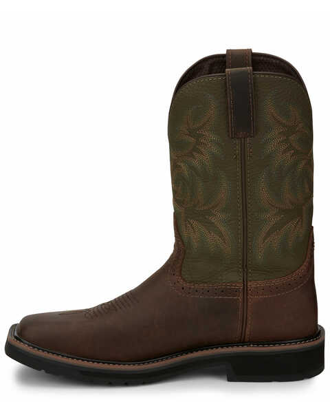 Image #3 - Justin Men's Driller Western Work Boots - Soft Toe, Dark Brown, hi-res
