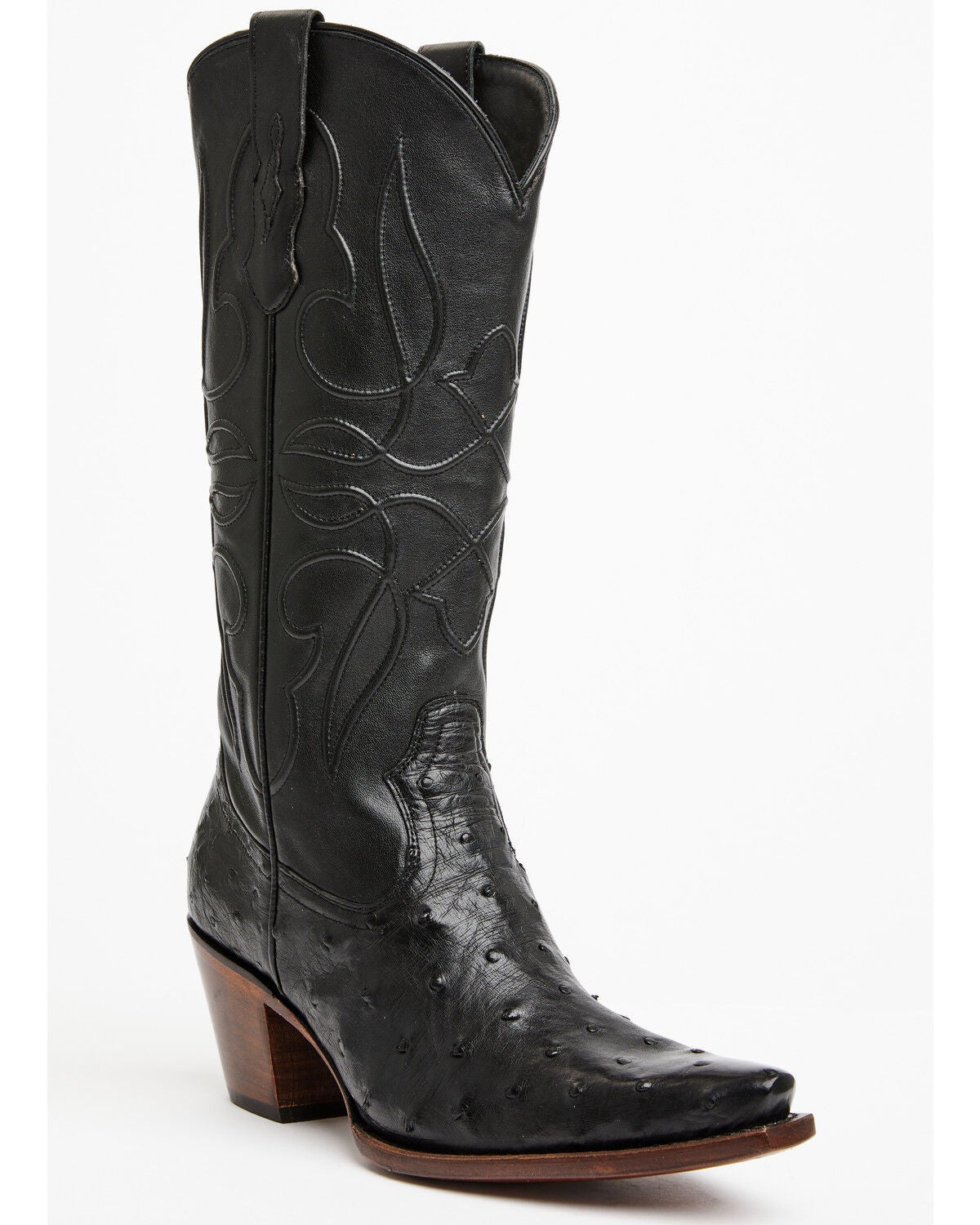 Shyanne Women's Blair Exotic Ostrich Western Boots - Snip Toe, Black, hi-res
