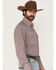 Image #2 - Wrangler Men's 20x Geo Print Long Sleeve Snap Stretch Western Shirt - Tall, Wine, hi-res