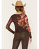 Image #4 - Wild Moss Women's Floral Print Long Sleeve Mesh Top, Brown, hi-res