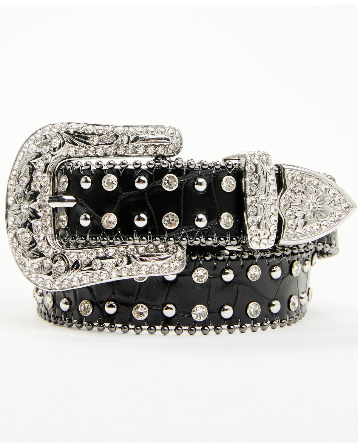 Shyanne Girls' Embellished Bling Belt, Black, hi-res
