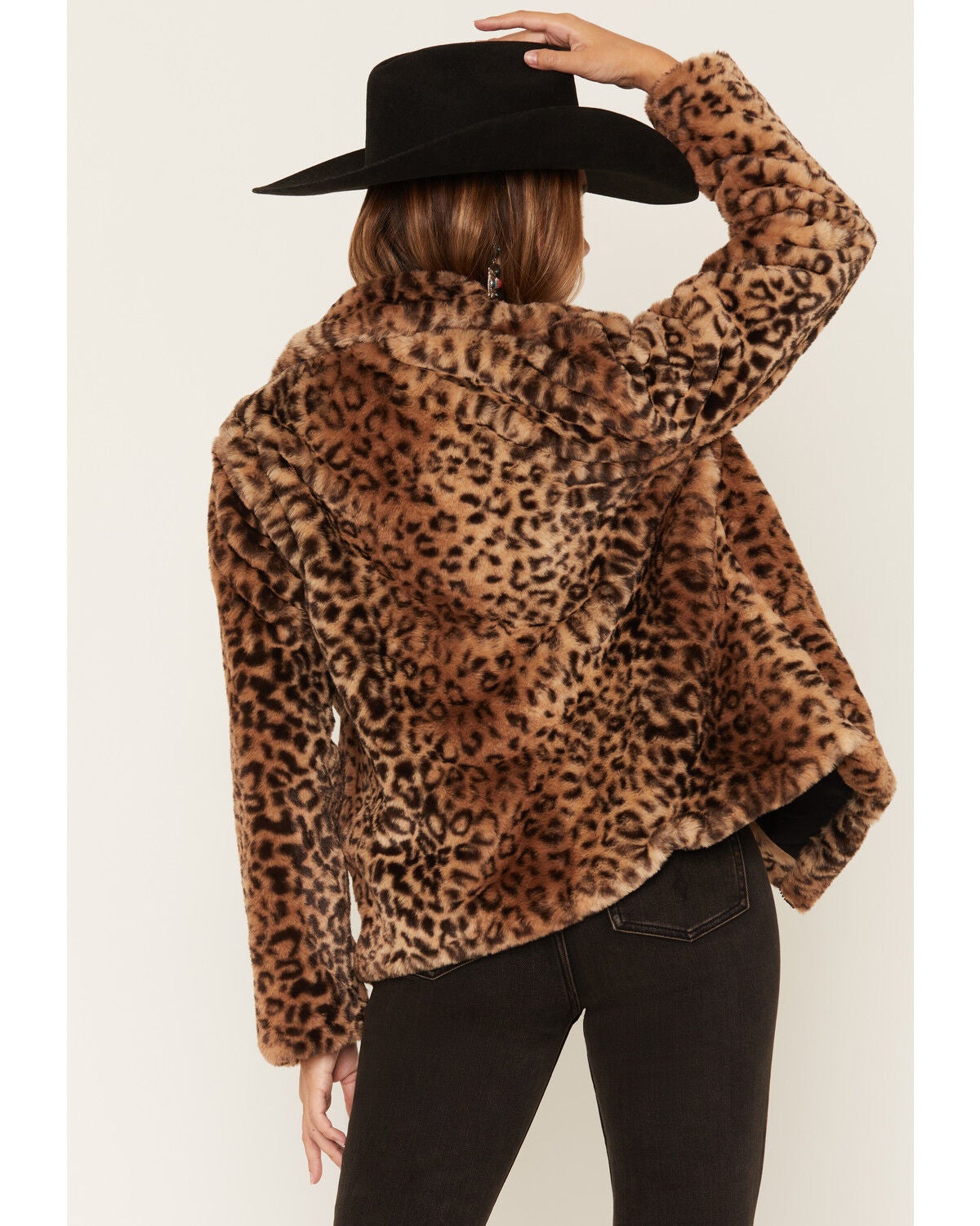 Image #4 - Becca Women's Leopard Print Faux Fur Moto Jacket, Leopard, hi-res