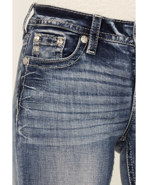 Image #4 - Miss Me Women's Medium Wash Wing Pocket Mid Rise Bootcut Stretch Denim Jeans , Medium Wash, hi-res