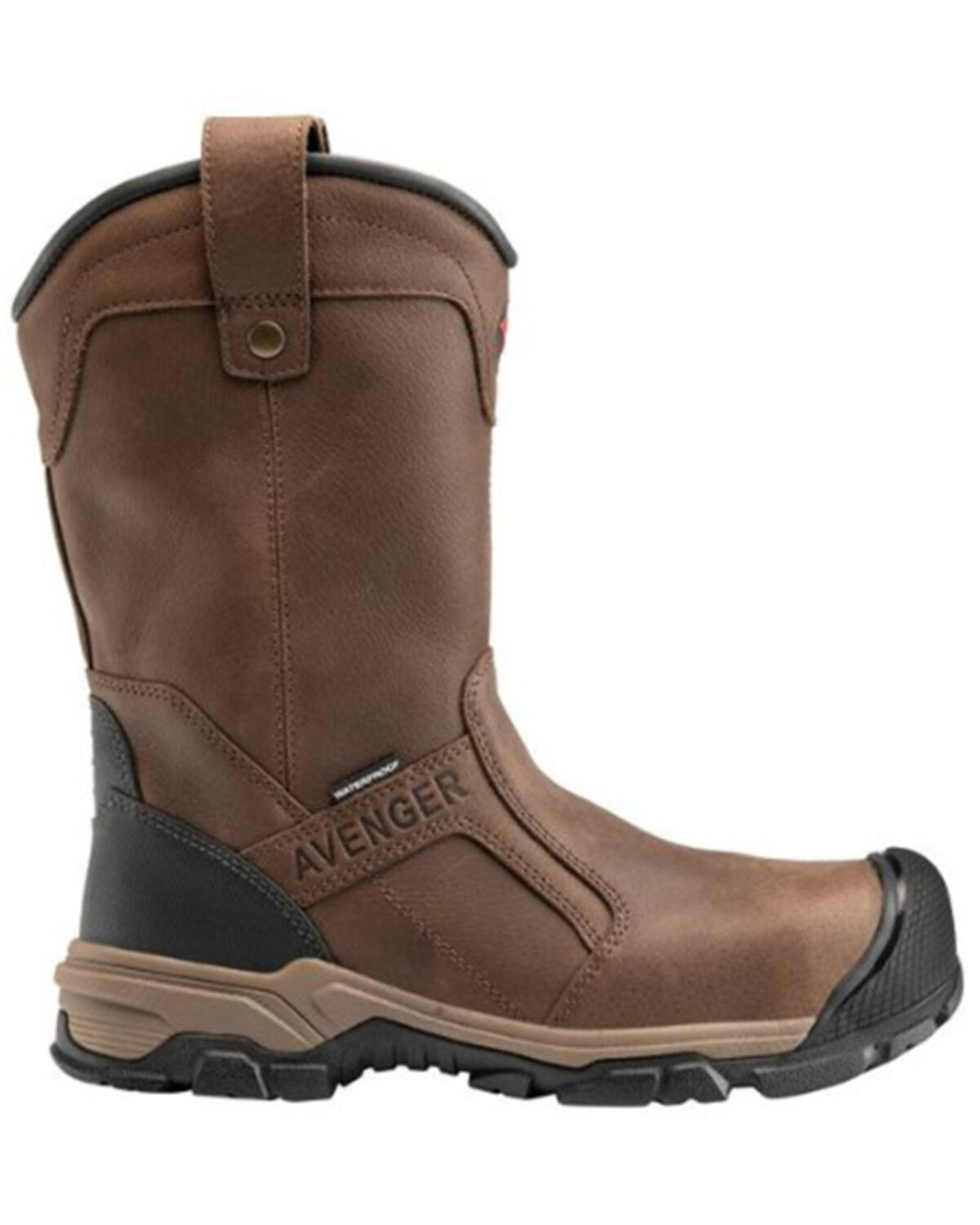 Image #2 - Avenger Men's Ripsaw Waterproof PR Pull On Work Boot - Aluminum Protective Toe, Brown, hi-res