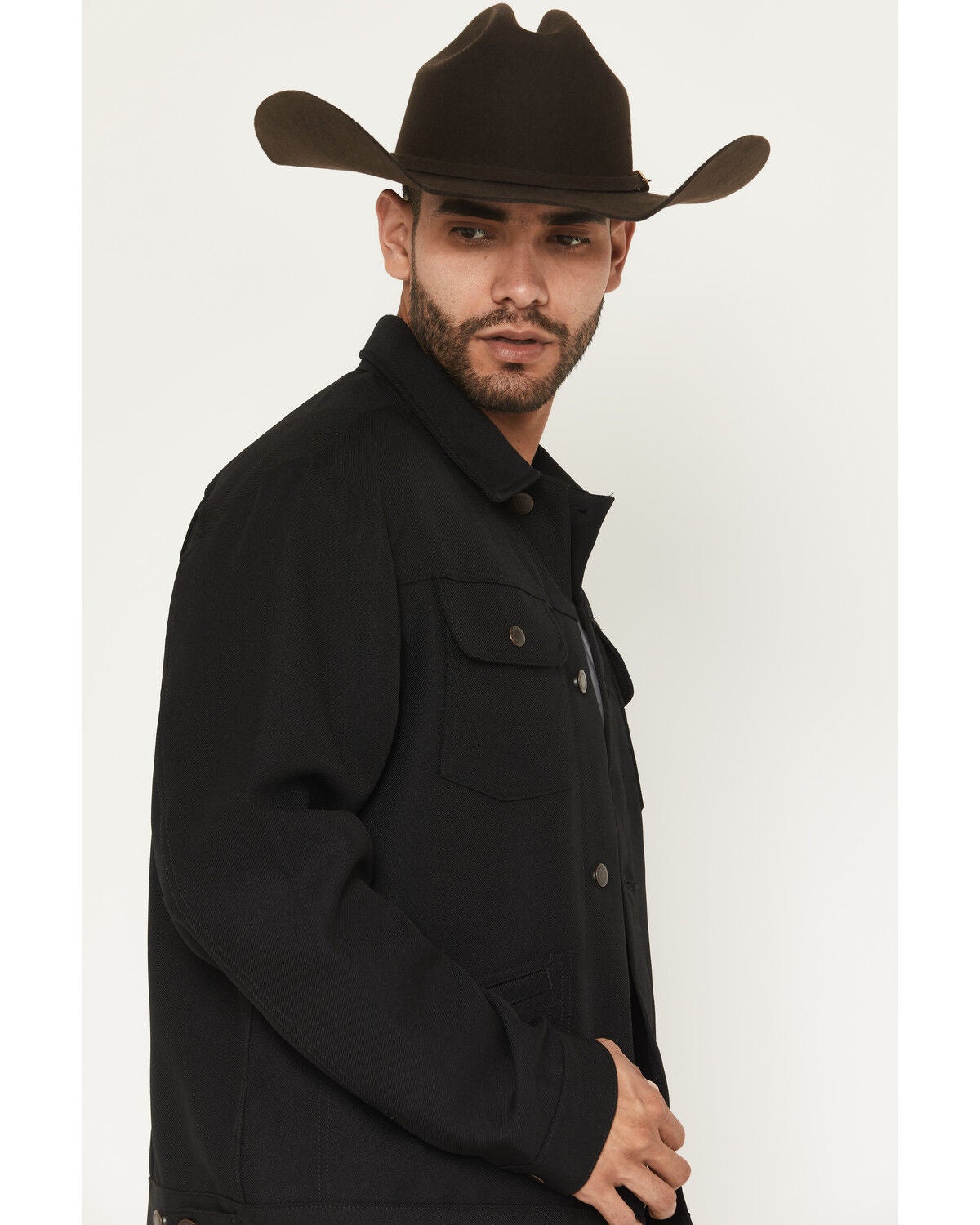 Image #2 - Wrangler Men's Wrancher&reg; Button-Down Jacket, Black, hi-res