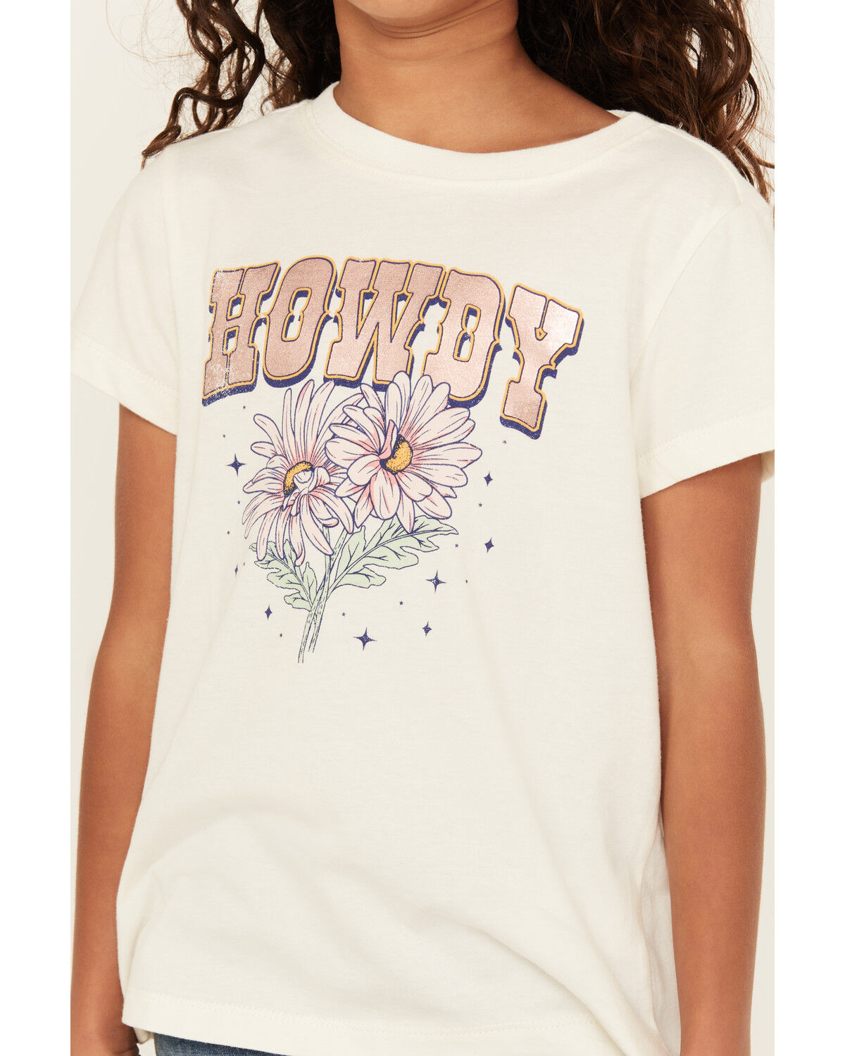 Image #3 - Shyanne Girls' Howdy Short Sleeve Graphic Tee, Cream, hi-res