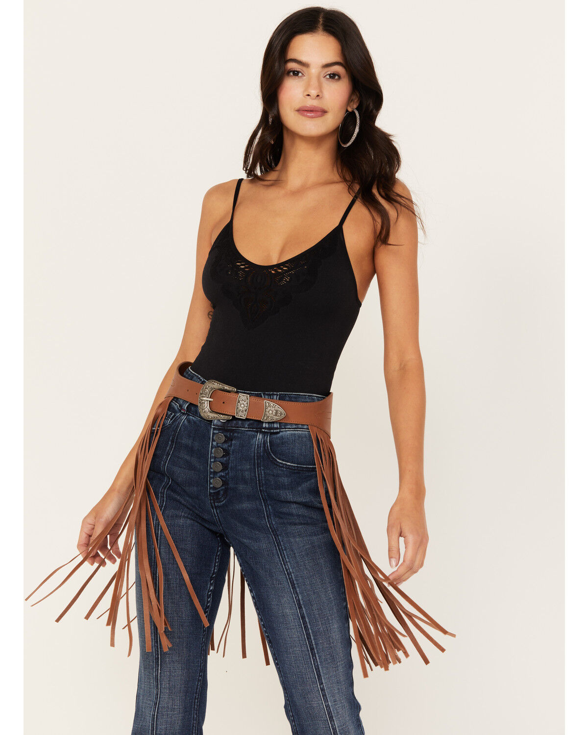 Image #1 - Idyllwind Women's Raleigh Fringe Western Belt, Brown, hi-res