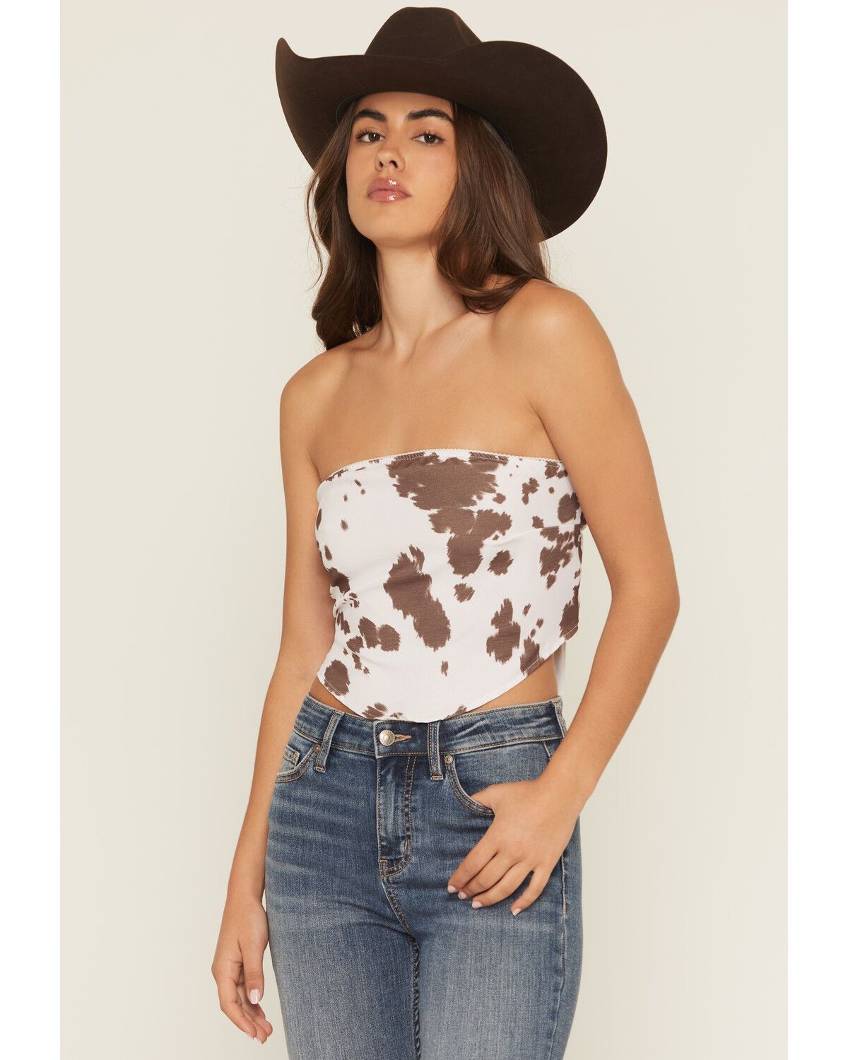 Image #1 - Originality Women's Boot Barn Exclusive Cow Print Bandana Top, White, hi-res