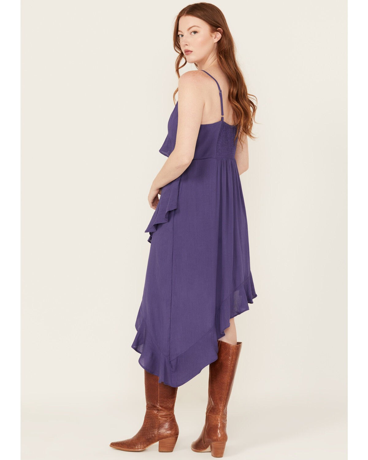 Image #4 - Angie Women's Solid Ruffle Hem Sleeveless Mini Dress, Navy, hi-res