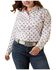 Image #1 - Ariat Women's Kirby USA Print Button-Down Long Sleeve Stretch Western Shirt - Plus, White, hi-res