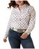Image #1 - Ariat Women's Kirby USA Print Button-Down Long Sleeve Stretch Western Shirt - Plus , White, hi-res
