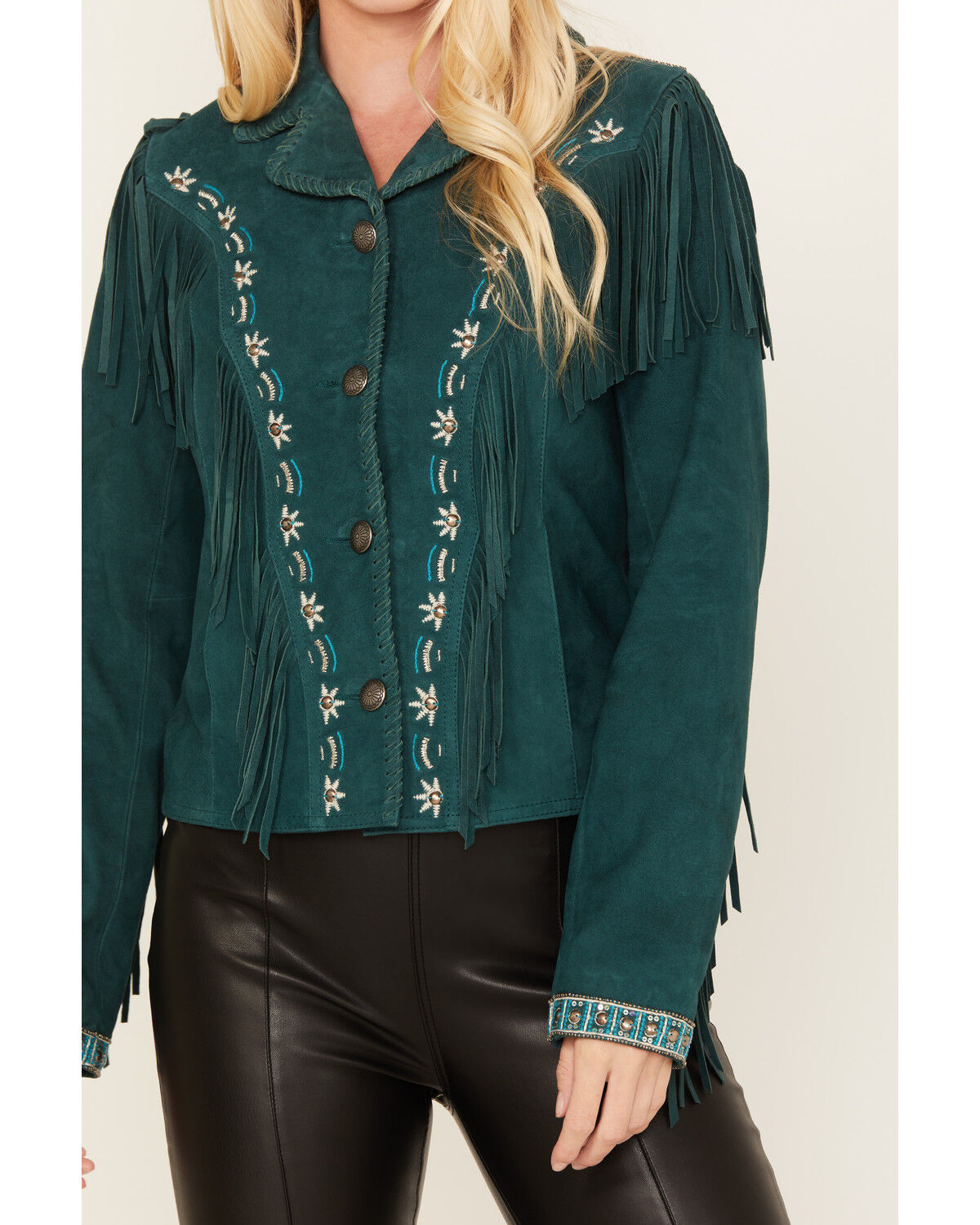 Image #3 - Shyanne Women's Suede Fringe Jacket, Deep Teal, hi-res