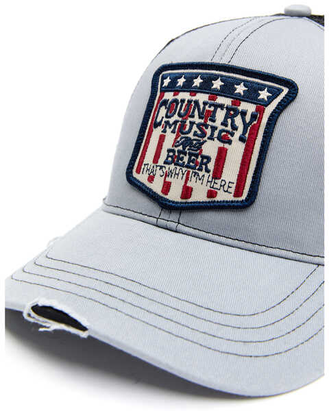 Image #2 - Moonshine Spirit Men's Country Music & Beer Flag Patch Mesh-Back Ball Cap , Grey, hi-res