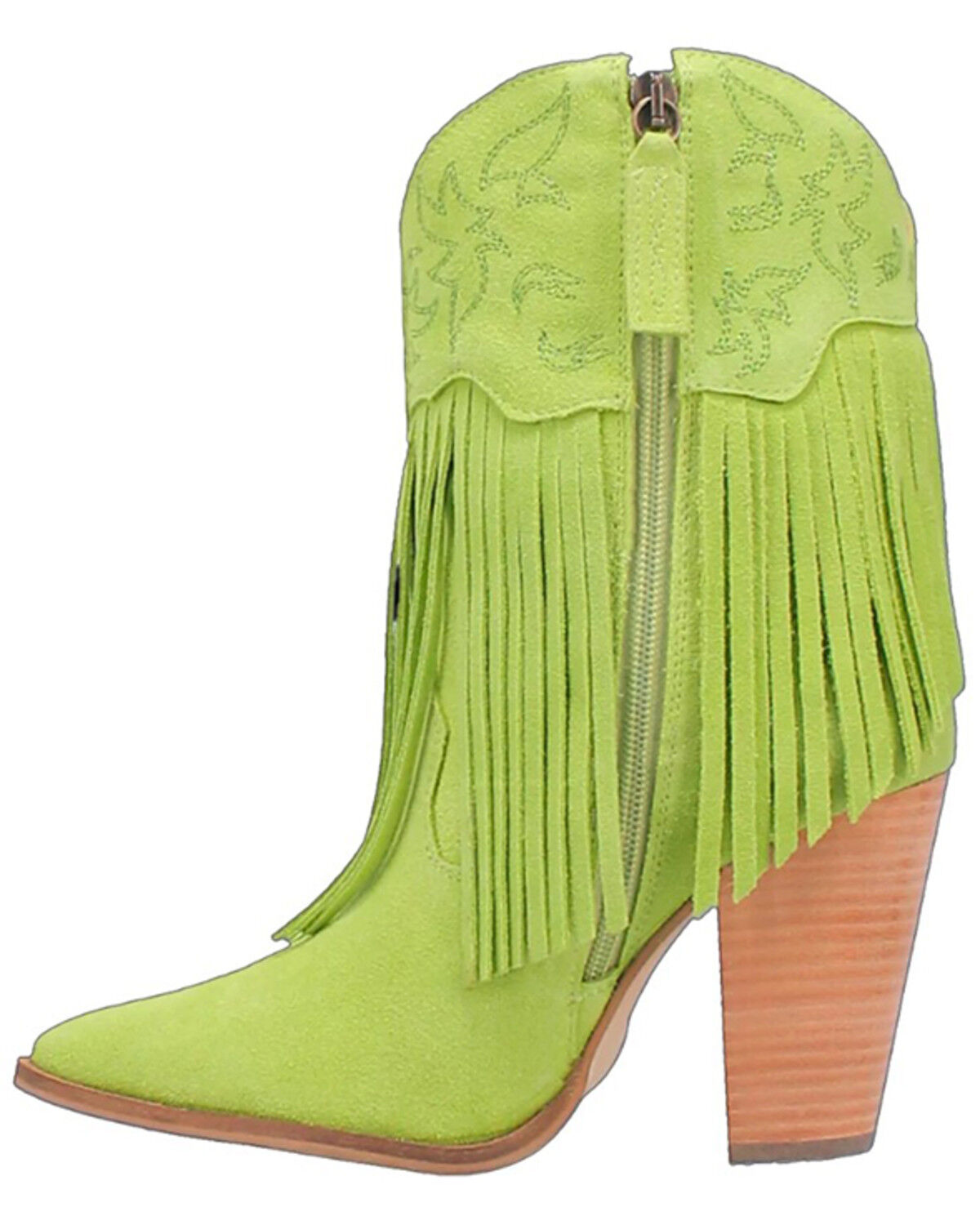 Image #3 - Dingo Women's Crazy Train Leather Booties - Round Toe, Moss Green, hi-res