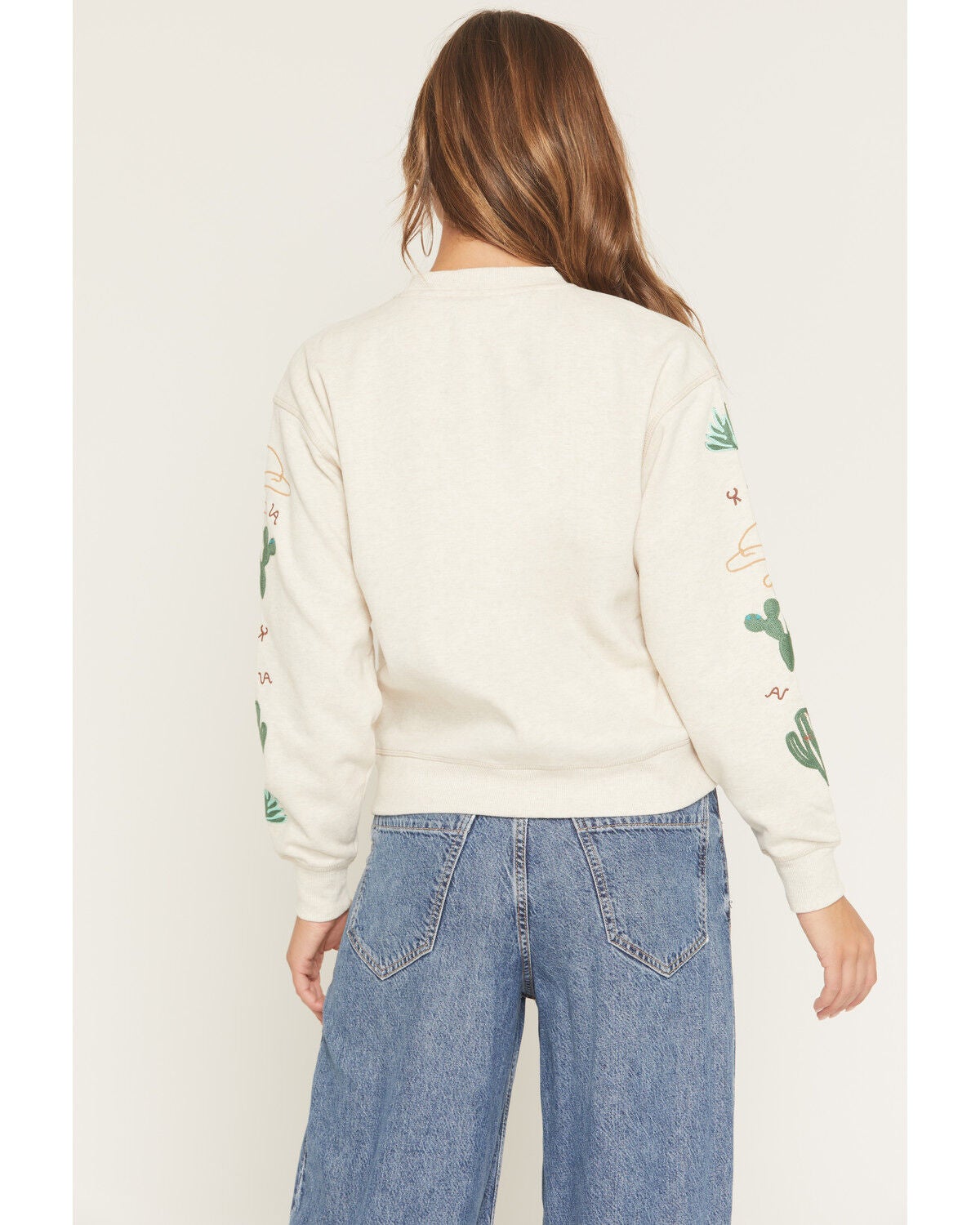Image #4 - Ariat Women's Riata Embroidered Sweatshirt, Oatmeal, hi-res