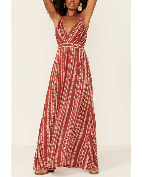 Image #3 - Angie Women's Floral Stripe Maxi Dress, , hi-res
