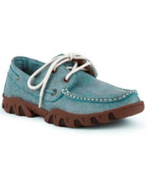 Ferrini Women's Turquoise Loafer Shoes - Moc Toe, Turquoise, hi-res