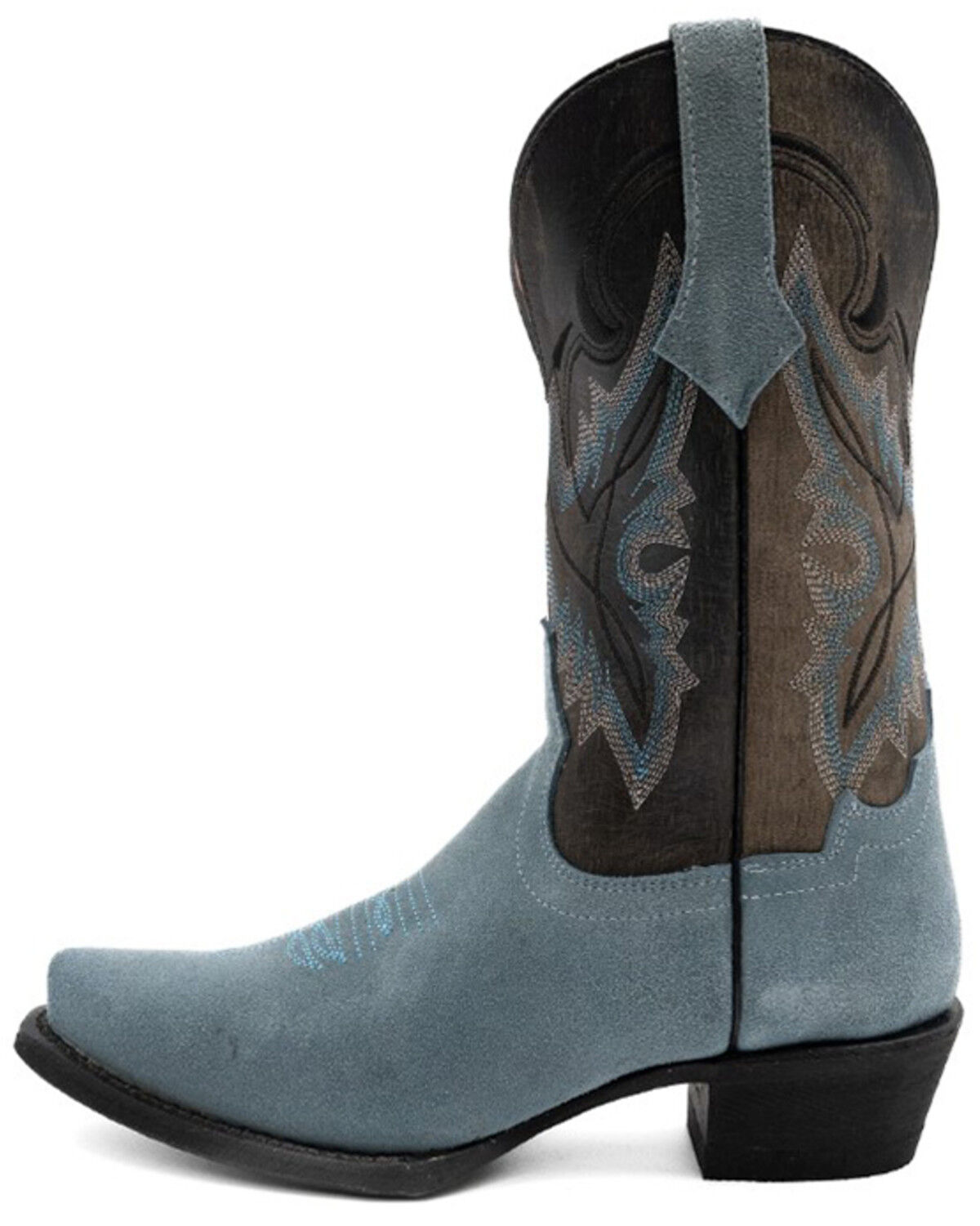 Image #3 - Ferrini Women's Holly Suede Western Boot - Snip Toe, Blue, hi-res