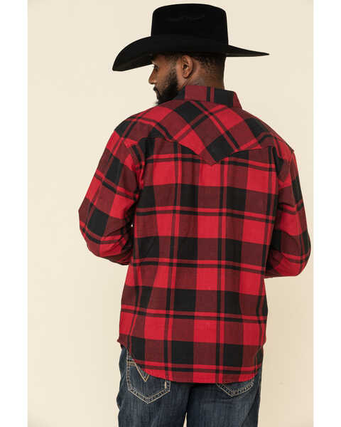 Image #3 - Resistol Men's Lumberjack Large Check Plaid Print Long Sleeve Pearl Snap Western Shirt , Red, hi-res
