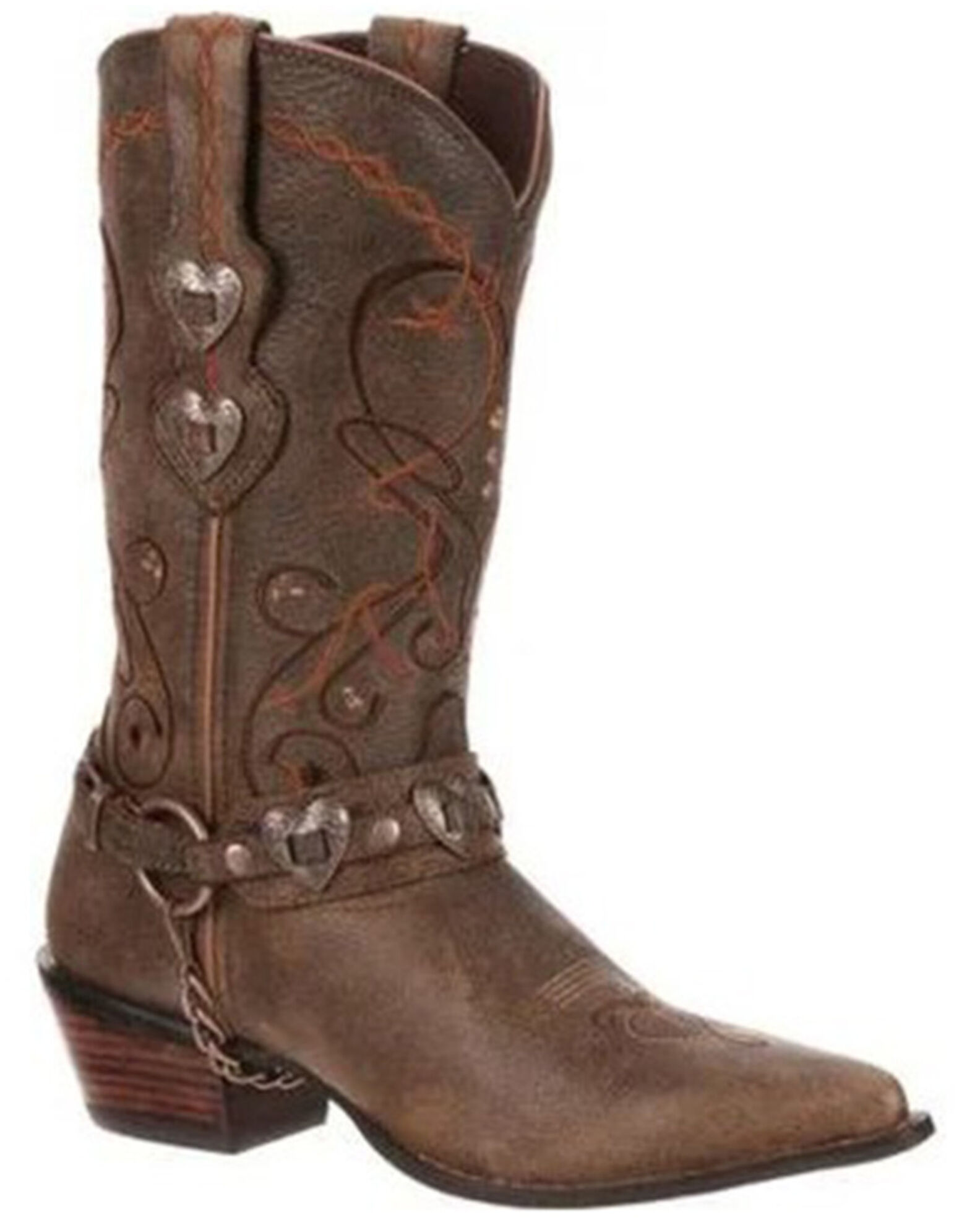 Image #2 - Durango Women's Crush Heart Harness Boots - Snip Toe, Brown, hi-res