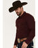 Image #2 - Blue Ranchwear Men's Herringbone Long Sleeve Western Snap Shirt, Burgundy, hi-res