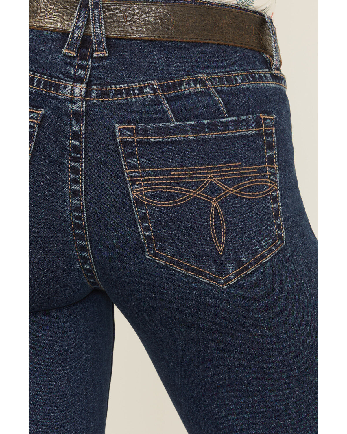 Image #3 - Rock & Roll Denim Women's Dark Wash Mid Rise Boot Stitch Stretch Trouser Jeans, Dark Wash, hi-res