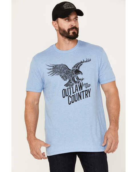 Image #1 - Moonshine Spirit Men's Soaring Eagle Short Sleeve Graphic T-Shirt, Light Blue, hi-res