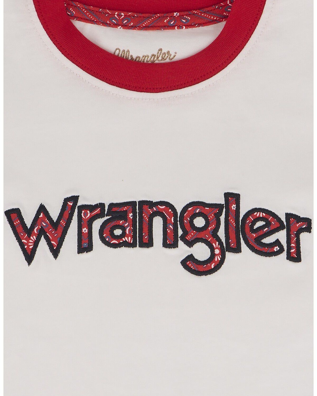 Image #2 - Wrangler Toddler Girls' Bandana Logo Short Sleeve Ringer Tee, White, hi-res