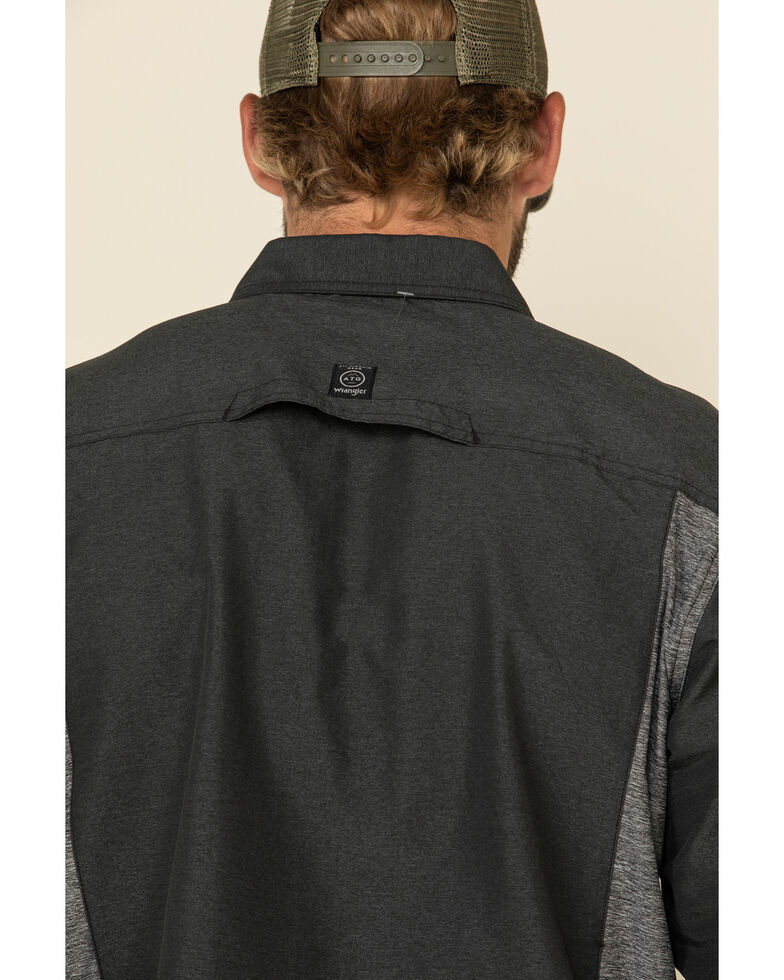 ATG By Wrangler Men's Black Solid Mix Material Long Sleeve Western Shirt , Black, hi-res