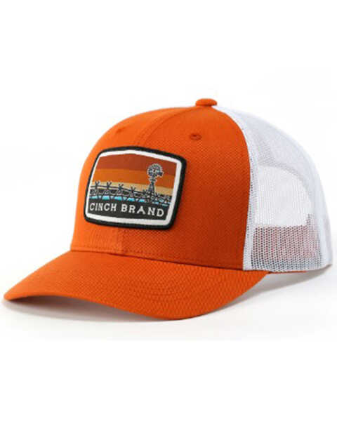 Cinch Men's Logo Trucker Cap, Brown, hi-res
