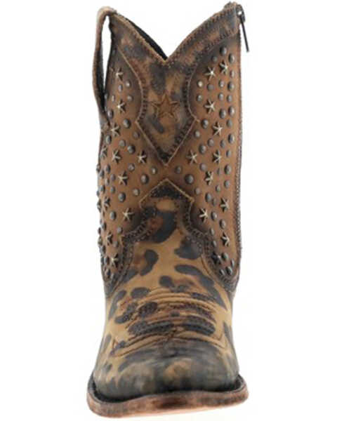 Image #4 - Caborca Silver by Liberty Black Women's Leopard Print Studded Short Western Boots - Pointed Toe, Brown, hi-res