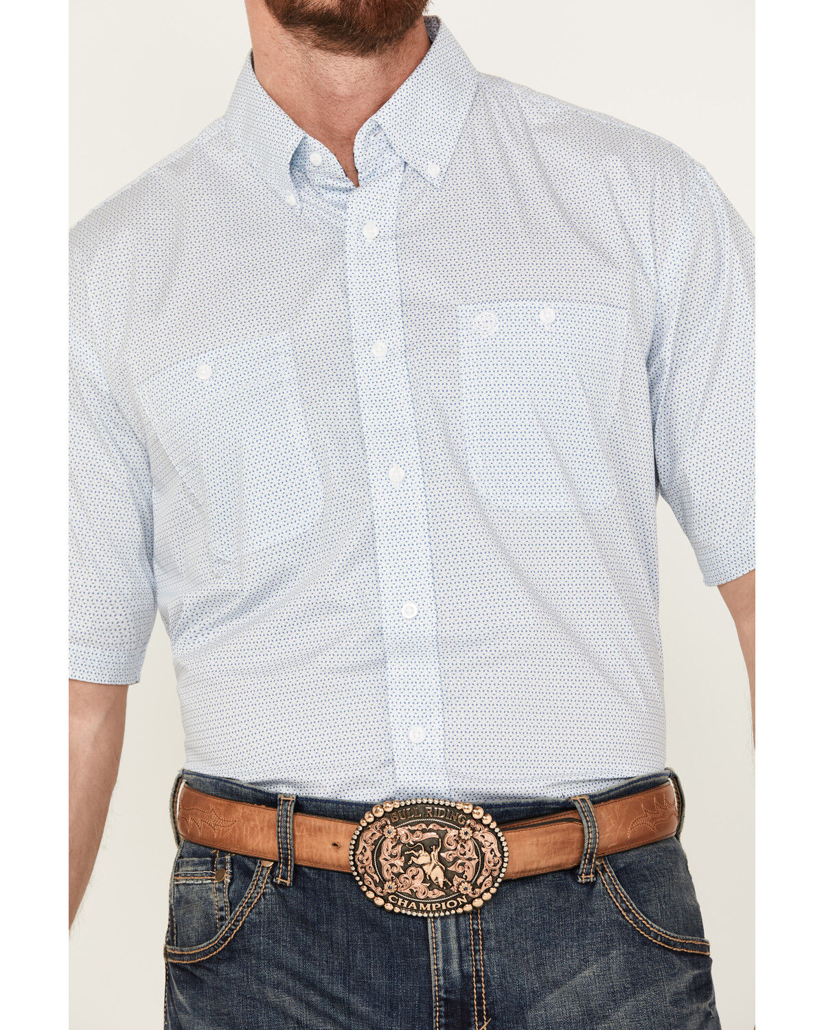 Image #3 - George Strait by Wrangler Men's Geo Print Short Sleeve Button-Down Western Shirt, , hi-res