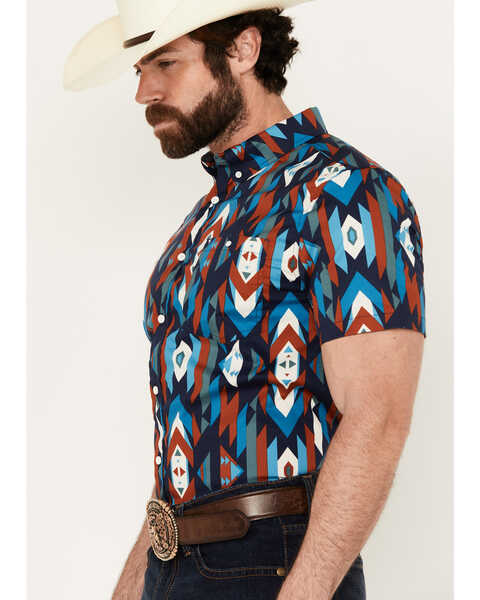 Image #2 - RANK 45® Men's Raflame Southwestern Print Button-Down Stretch Western Shirt , Dark Orange, hi-res